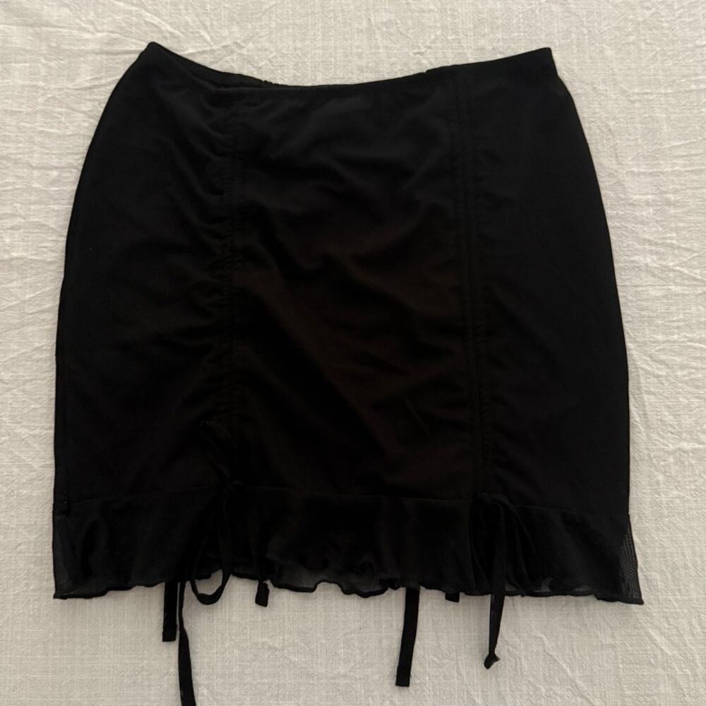 Edikted | black mesh mini skirt with adjustable ties | size small